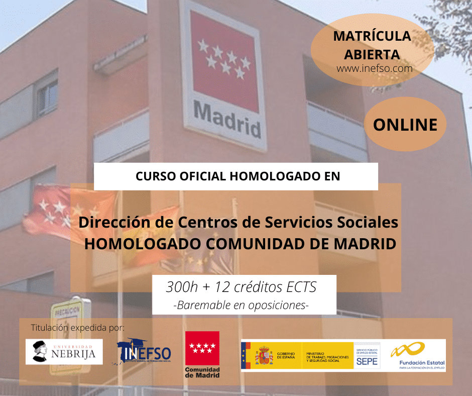 Cursos y máster de Dirección de Centros de Servicios Sociales homologado Madrid. Titulación oficial.
