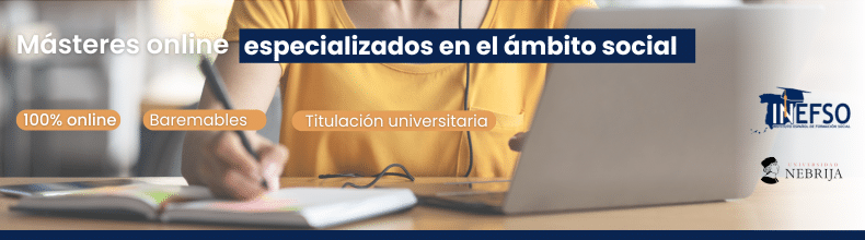 Banner de formación en intervención de Inefso explicando la diferencia entre educador social y trabajador social.